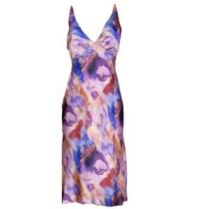 Anthro BHLDN Hazel Printed Stretch Satin Midi Dress M Sold Out Online!